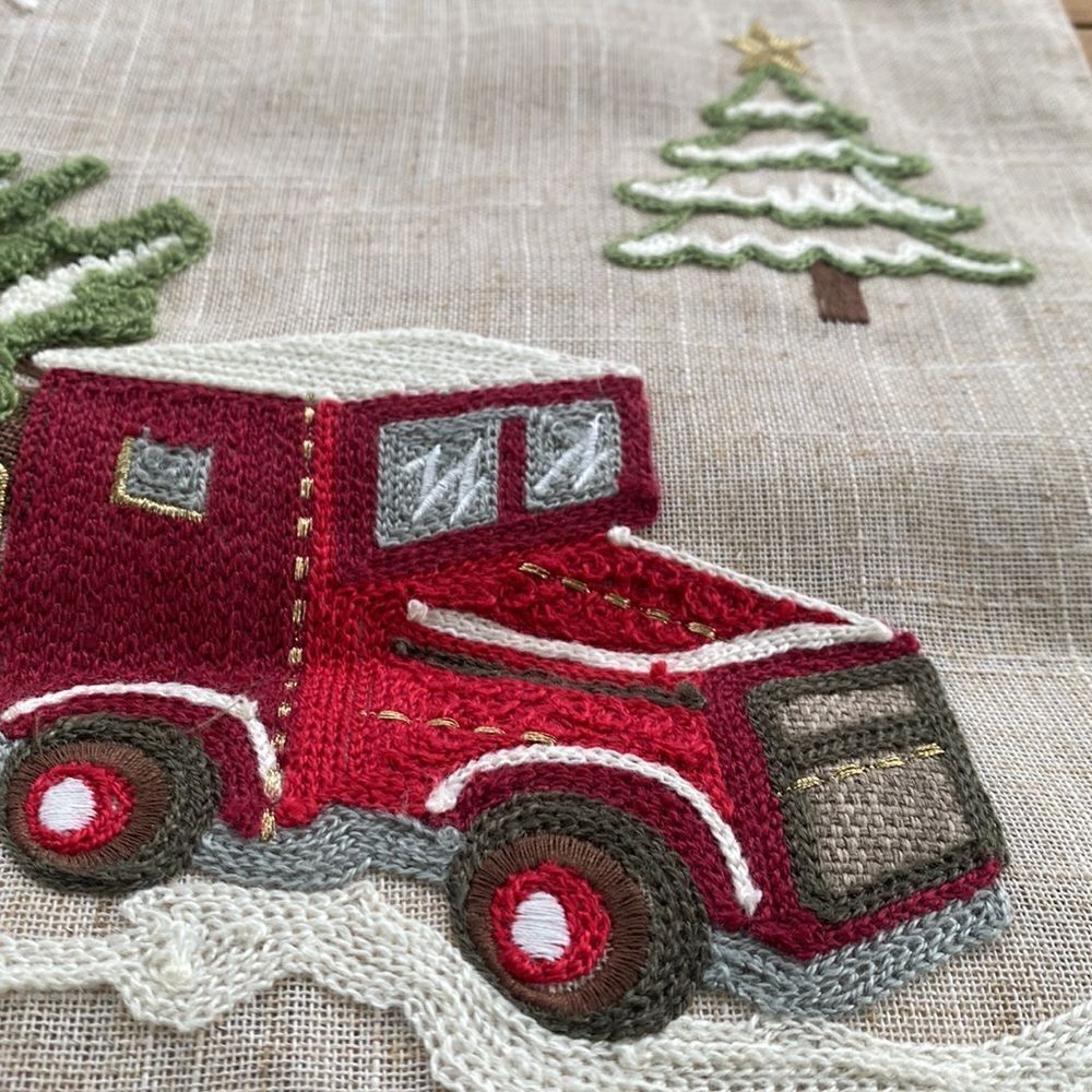 Domain Embroidered Christmas Scene Table Runner - Picture 2 of 5